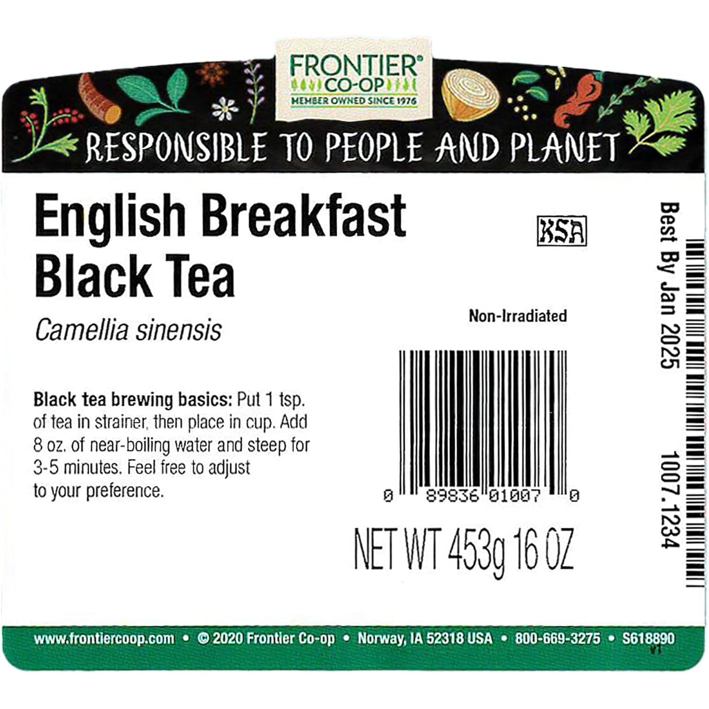 Frontier Herb Bulk Tea Black English Breakfast Traditional Blend, 1 Pound