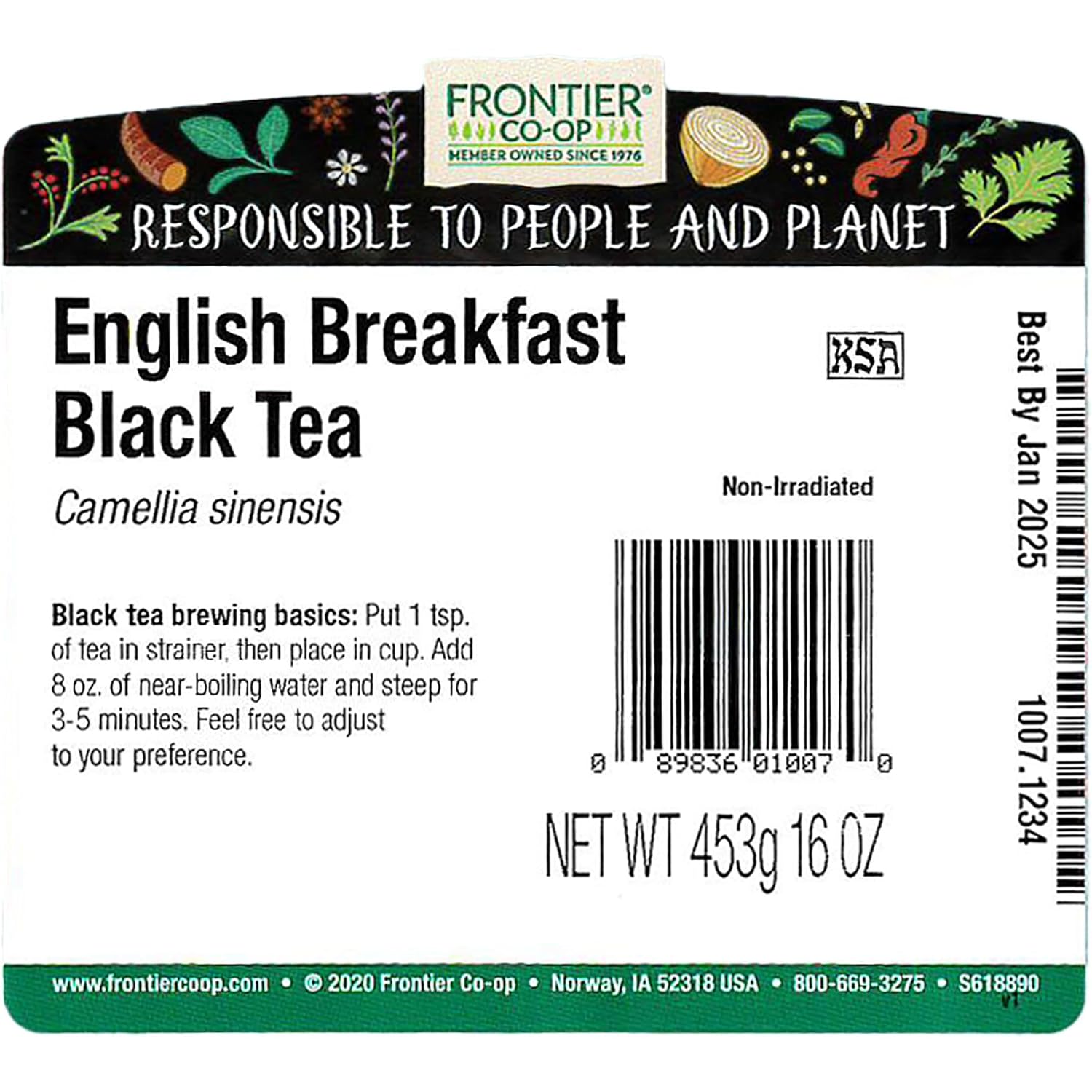Frontier Herb Bulk Tea Black English Breakfast Traditional Blend, 1 Pound