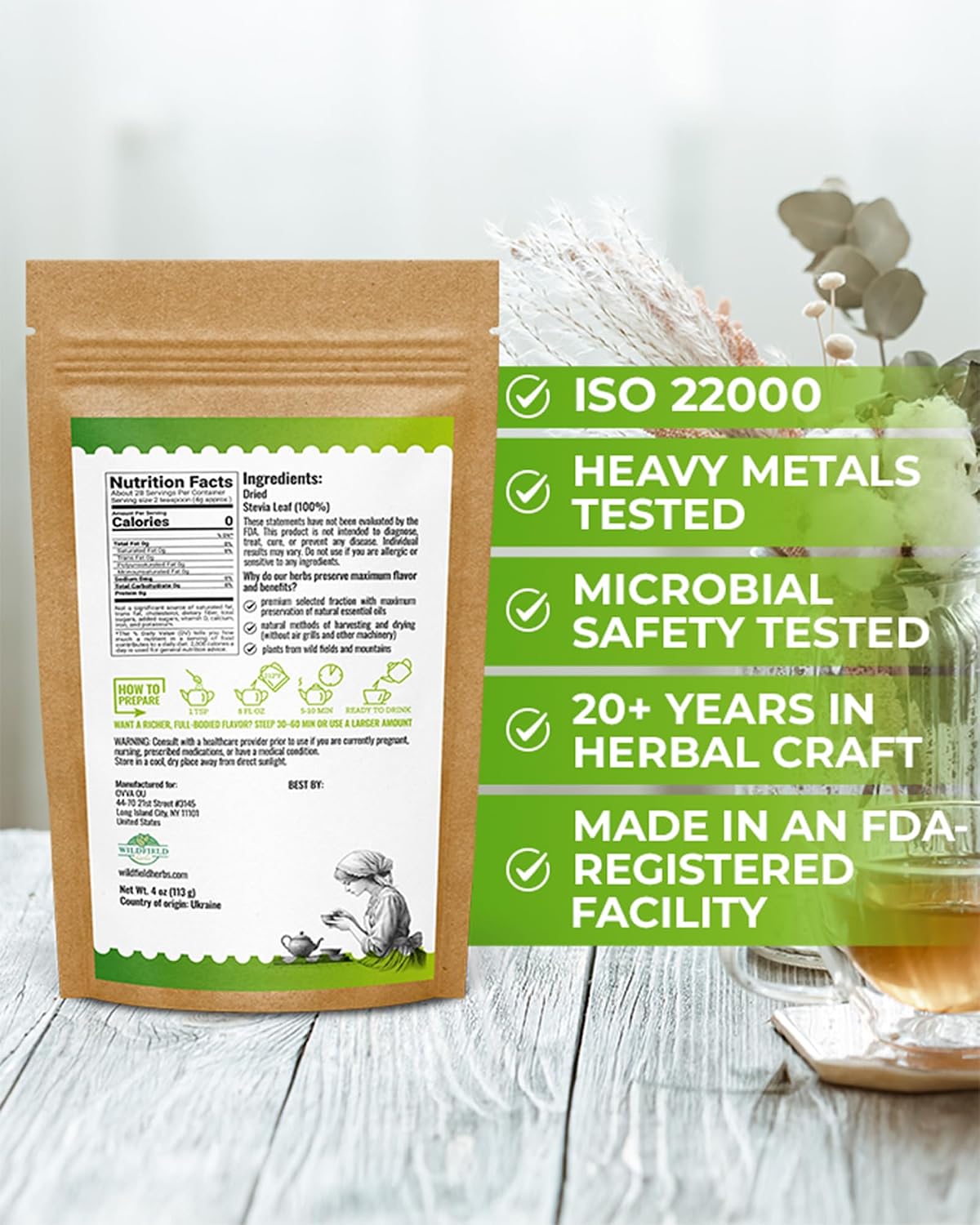 4 oz. Dried Stevia Leaves Herbal Tea (Stevia Rebaudiana) - 113g Leaf Leaves Herb Tea Estevia