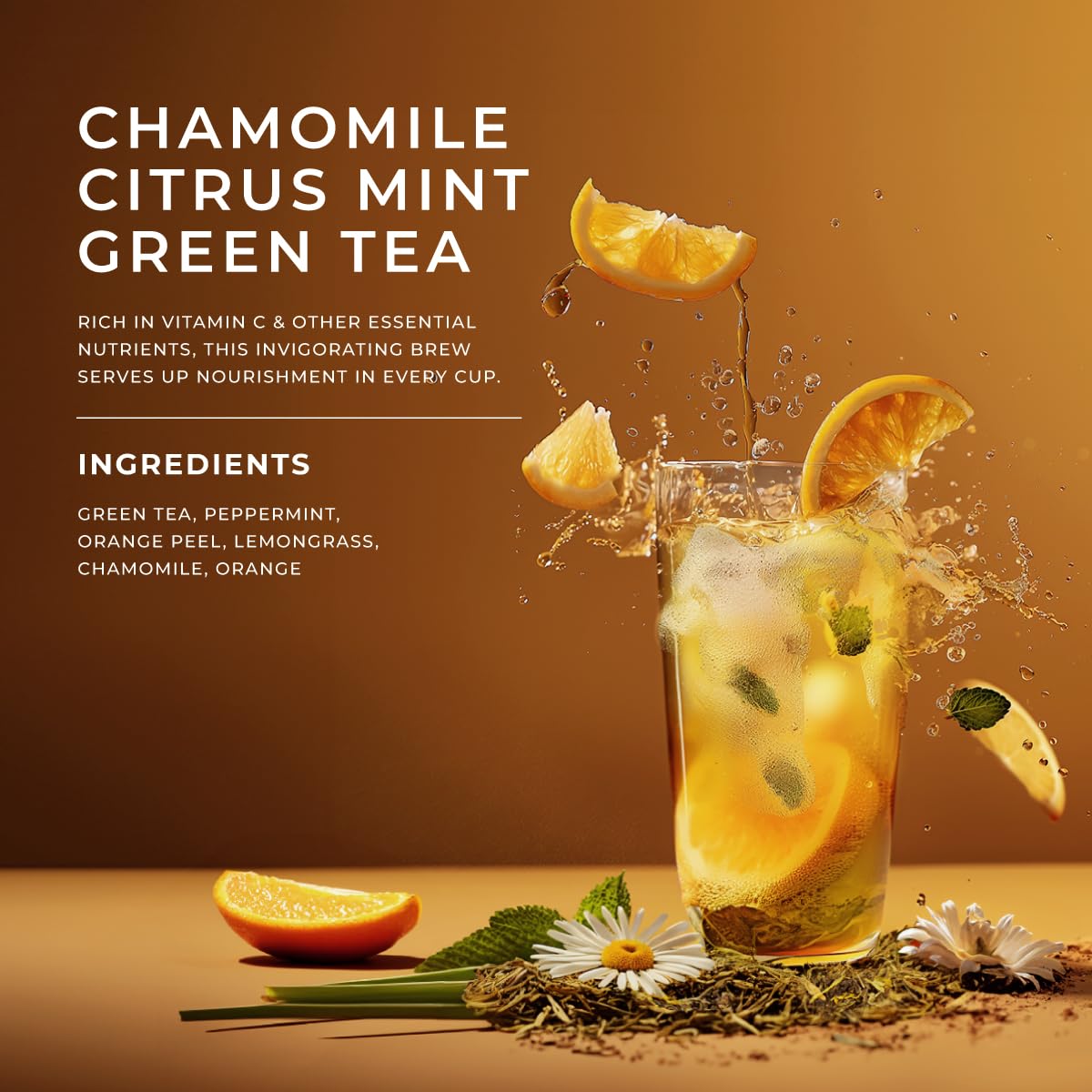 Gya Tea Co Chamomile Citrus Mint Loose Leaf Tea - 5.29 Oz 70 Cups - Rich in Peppermint, Lemongrass, Orange Peel for Rest & Throat Comfort - Refreshing, Delicious & Robust Flavor
