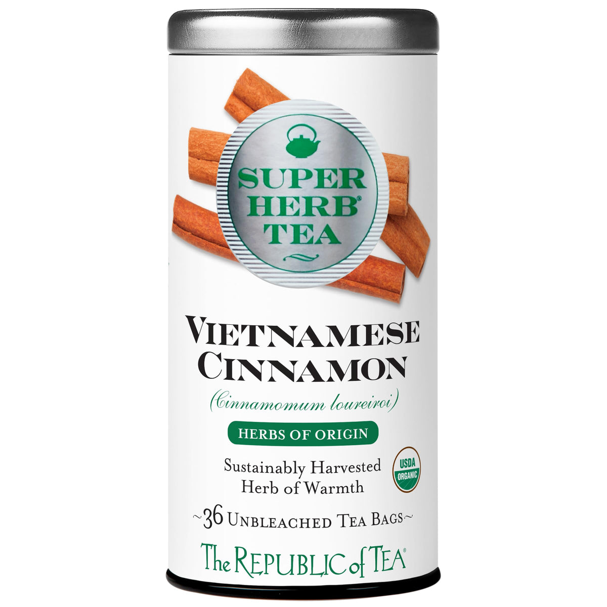 The Republic of Tea SuperHerb Organic Vietnamese Cinnamon Herbal Tea, 36 Ct