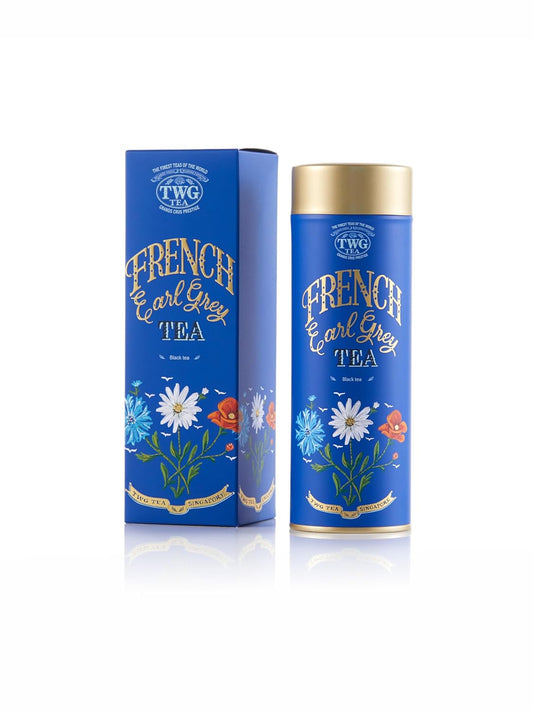 TWG Tea, French Earl Grey, Black Tea, Bergarmot & Blue Cornflowers, Haute Couture Tin, 100g, Gift Set