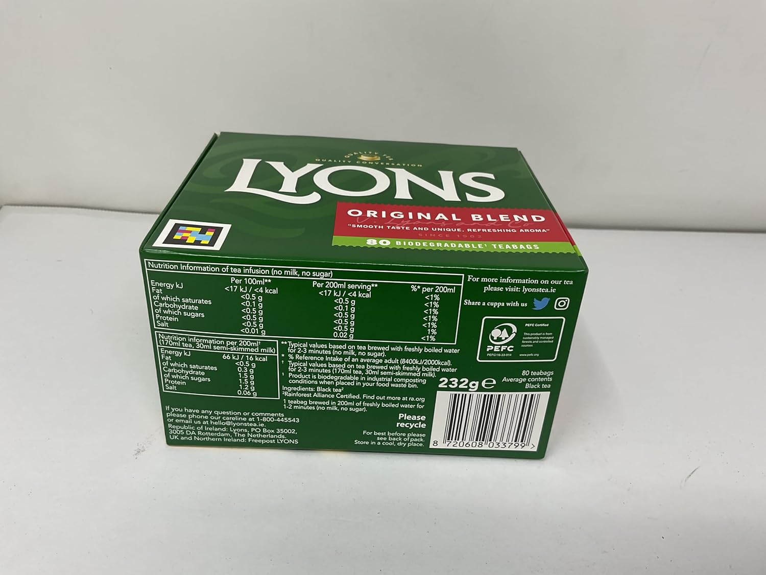 Lyons Original Irish Tea. 80 Bags