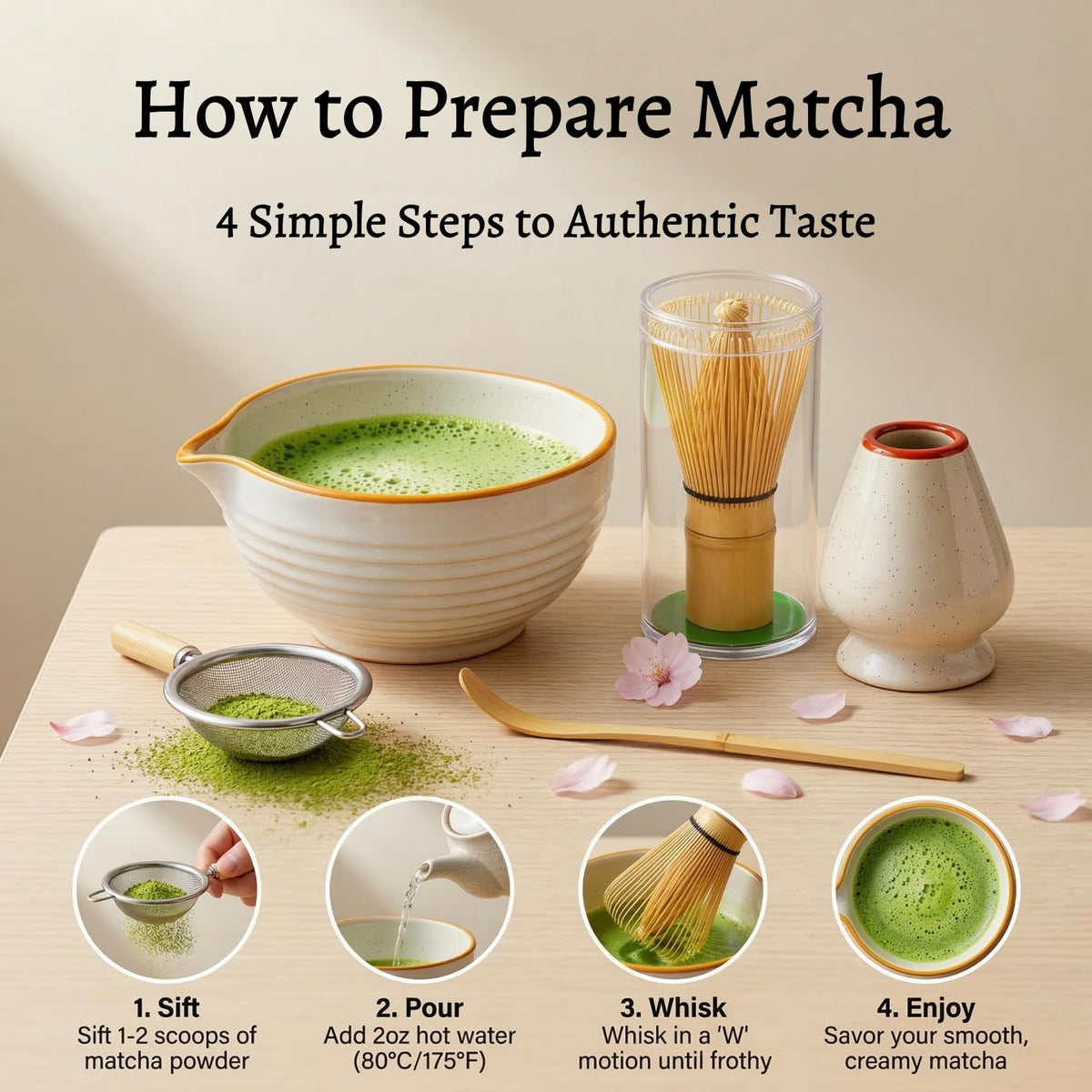 ARTFLY Matcha Set 7 Pcs, Matcha Kit with Whisk Set, Matcha Bowl and Whisk