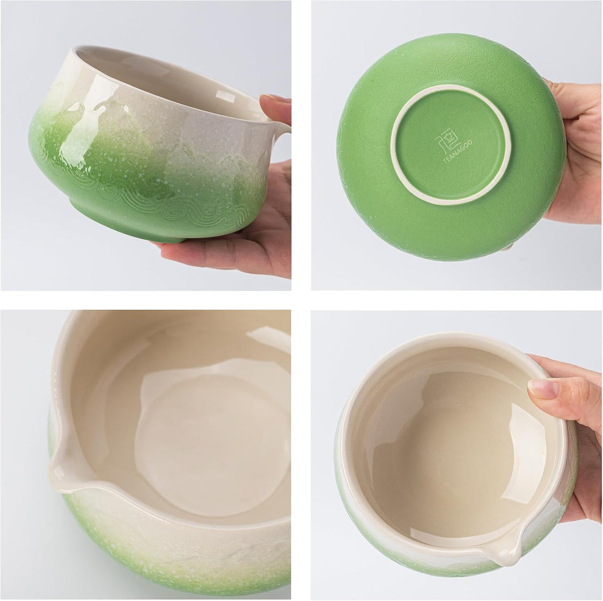 TEANAGOO 7 Pcs Matcha Whisk Set,Green Matcha Set, Ceremony Matcha Powder Kit,Matcha Tea Set for Making Latte,Matcha Whisk Set and Bowl with Scoop&amp;Sifter,Fuji Design Ceramic Bowl,Gift for Matcha Lovers
