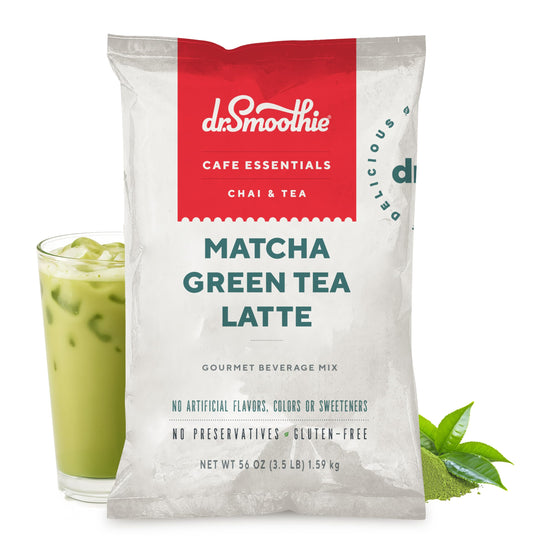 Dr. Smoothie Café Essentials Matcha Green Tea Latte Frappe Mix (3.5 lb Bag 30 Servings)