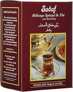 Sadaf Earl Grey Tea Loose Leaf Box 16 oz - Special Blend Earl Grey Ceylon Black Tea - Product harvested in Sri Lanka