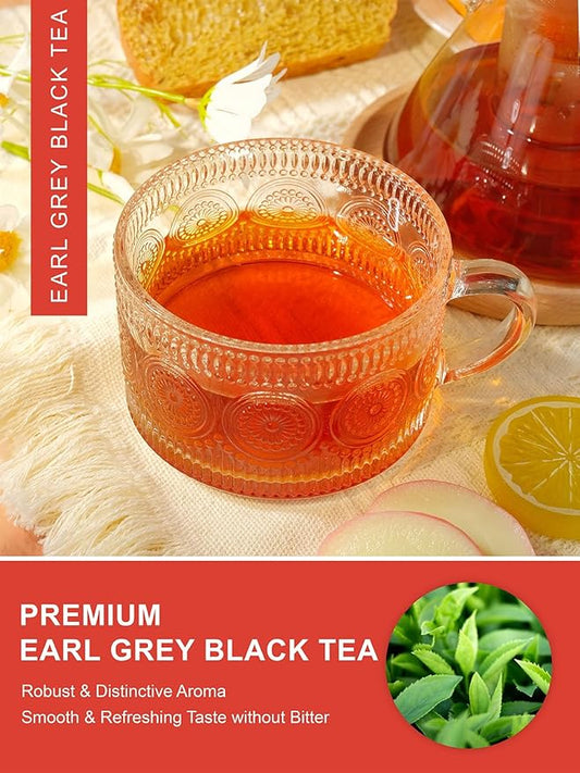 TeeLux Earl Grey Tea Bags, Premium Black Tea Blended with Natural Bergamot Flavor, Refreshing & Mellow Taste, Enjoy Hot or Iced, 100 Count