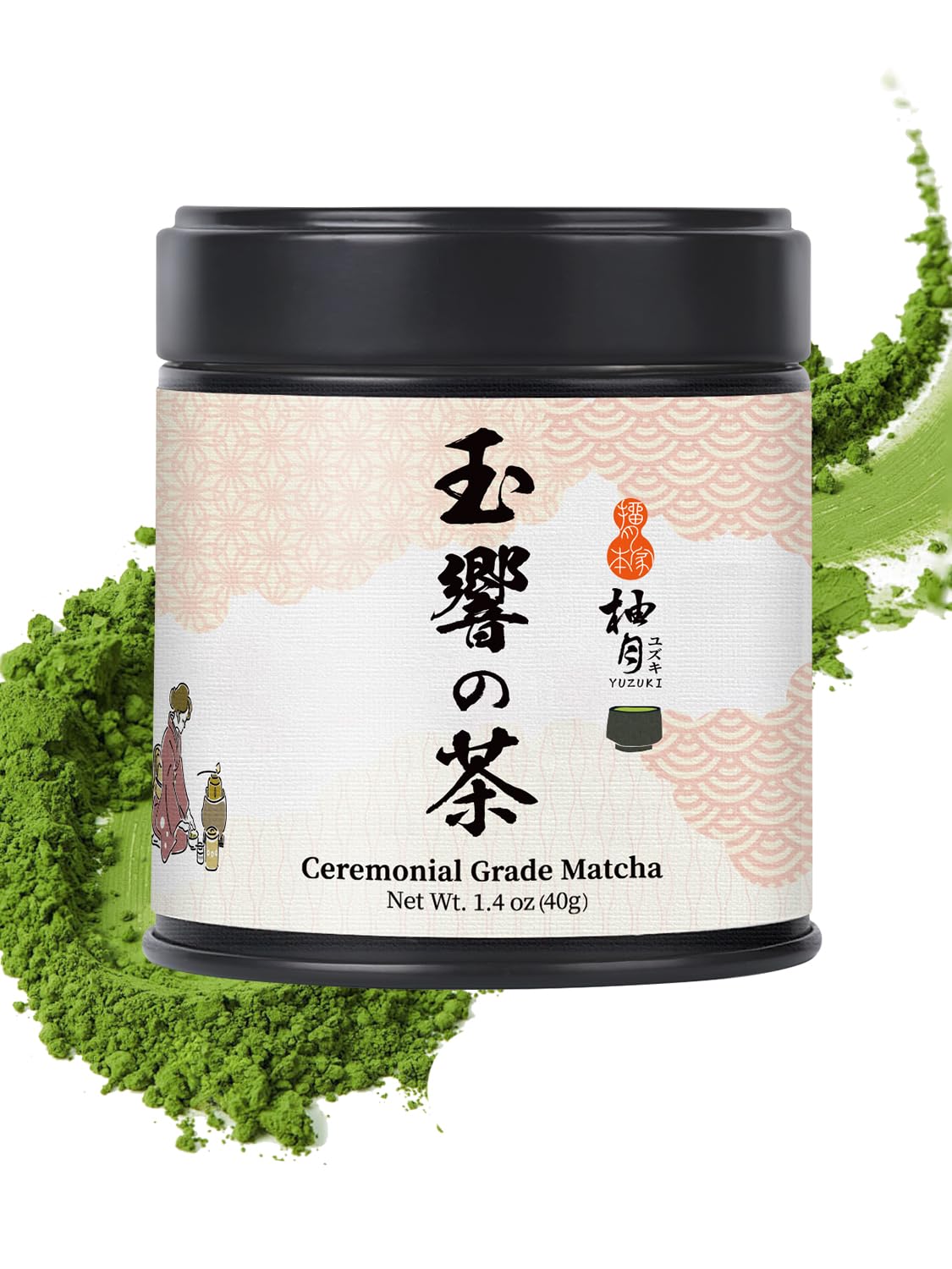 YUZUKI Ceremonial Grade Matcha Powder, 40g/1.4oz | Authentic Japanese Matcha Green Tea Powder, First Harvest - Product of Japan, Uji Kyoto