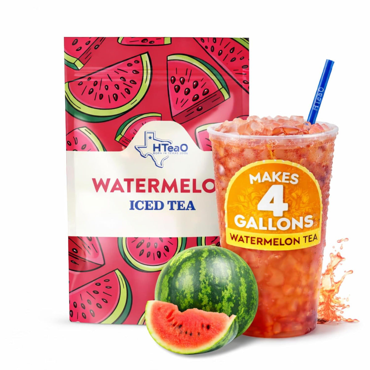 HTeaO Watermelon Iced Tea Bags - Make 4 Gallons - Texas Style - Black Tea