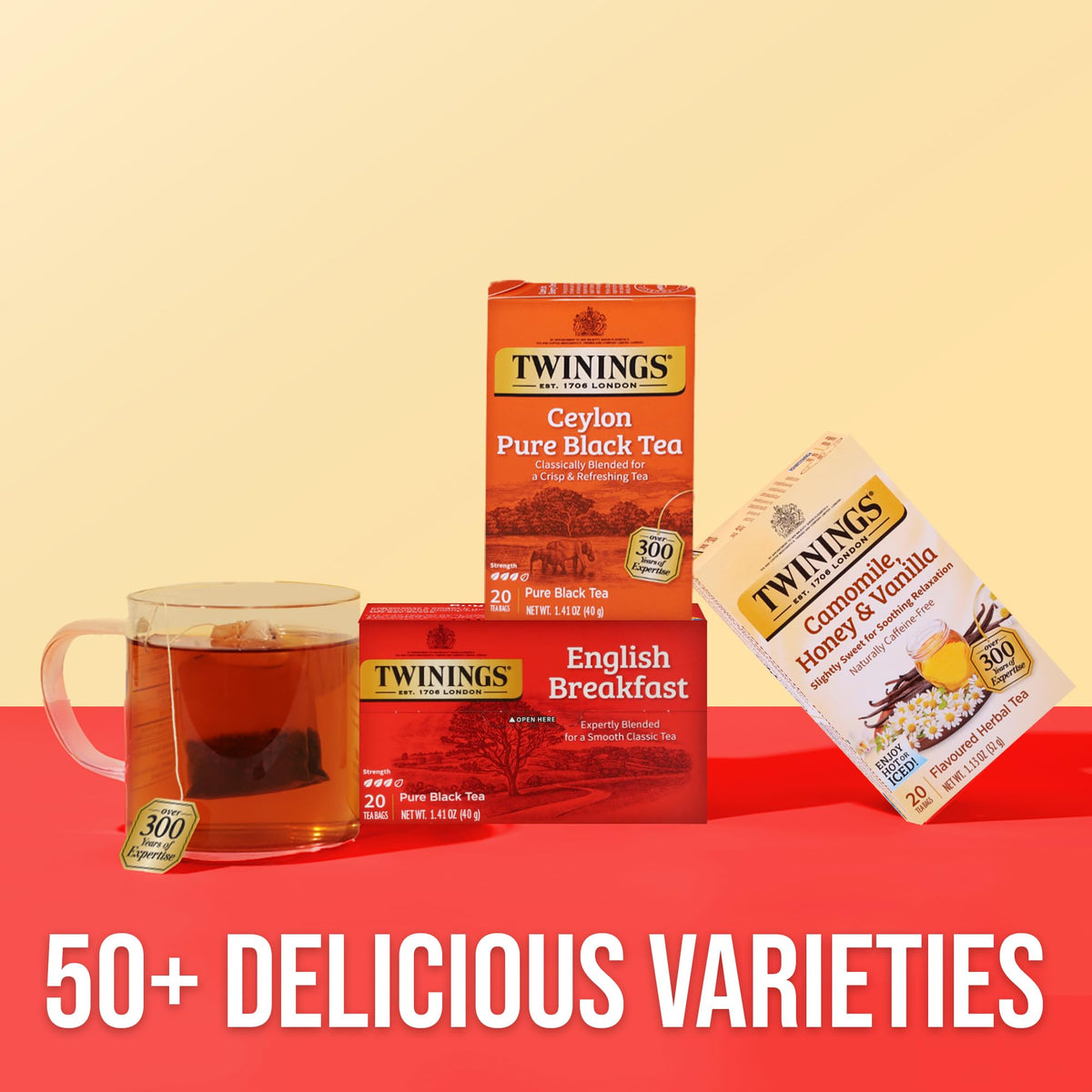Twinings Ceylon Pure Black Tea Individually Wrapped Bags, 20 Count (Pack of 6), formerly Ceylon Orange Pekoe, Crisp