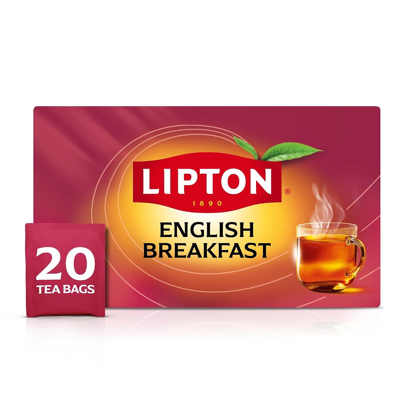 Lipton English Breakfast Black Tea Bags, Caffeinated Classic Tea, Rich, Aromatic Flavor, 20 Total Bags