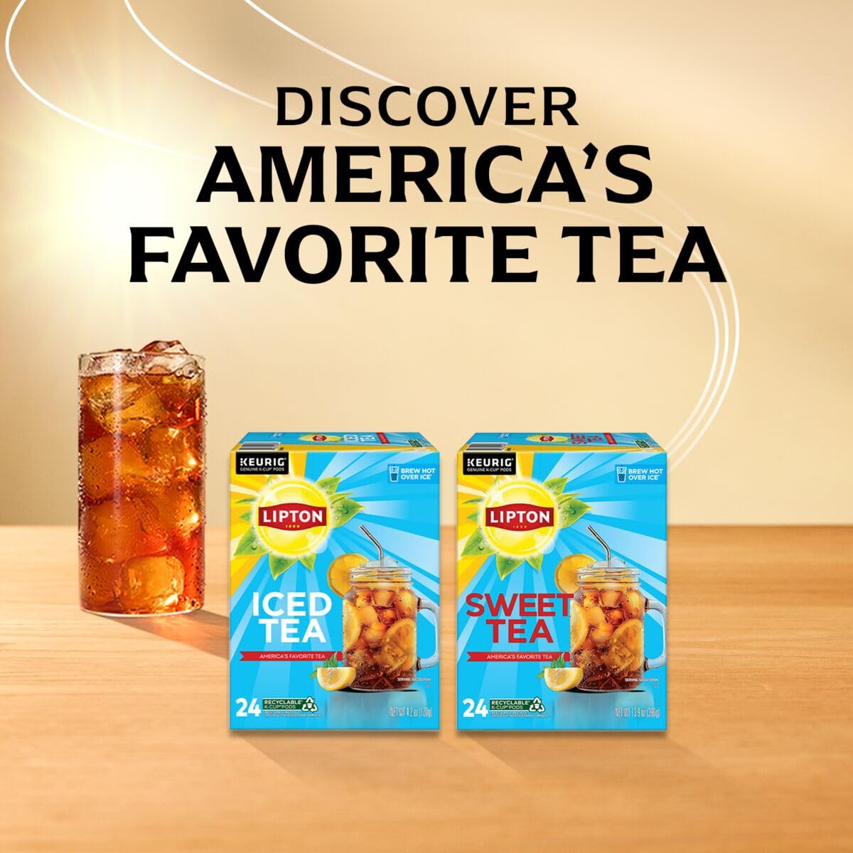 Lipton Unsweetened Black Iced Tea K-Cup Pods, 24 Pack for Keurig | Rainforest Alliance Certified Tea Pods with Smooth Crisp Flavor, Brew Hot over Ice for Refreshing Beverage.