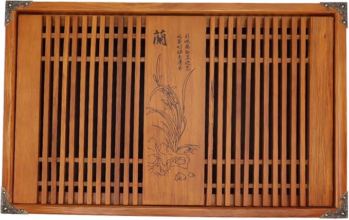 Kungfu Tea Tray Chinese Gongfu Tea Tray Drainage Storage Wood Table with Drain Pipe Light Discharge Convenient TraySimple TrayKungfu TrayChinese