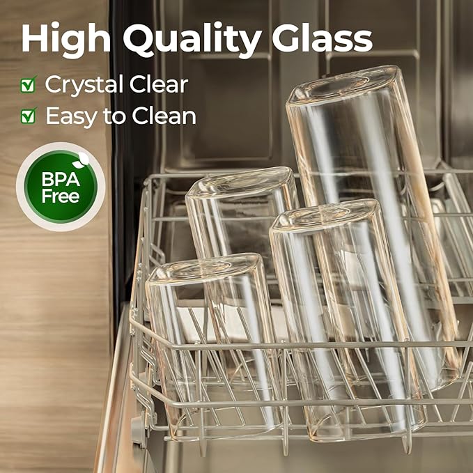 ComSaf 2 Qt Rectangle Glass Storage Containers with Lids, Glass Jars with Bamboo Lids, Clear Food Jar, Square Canister Set of 3
