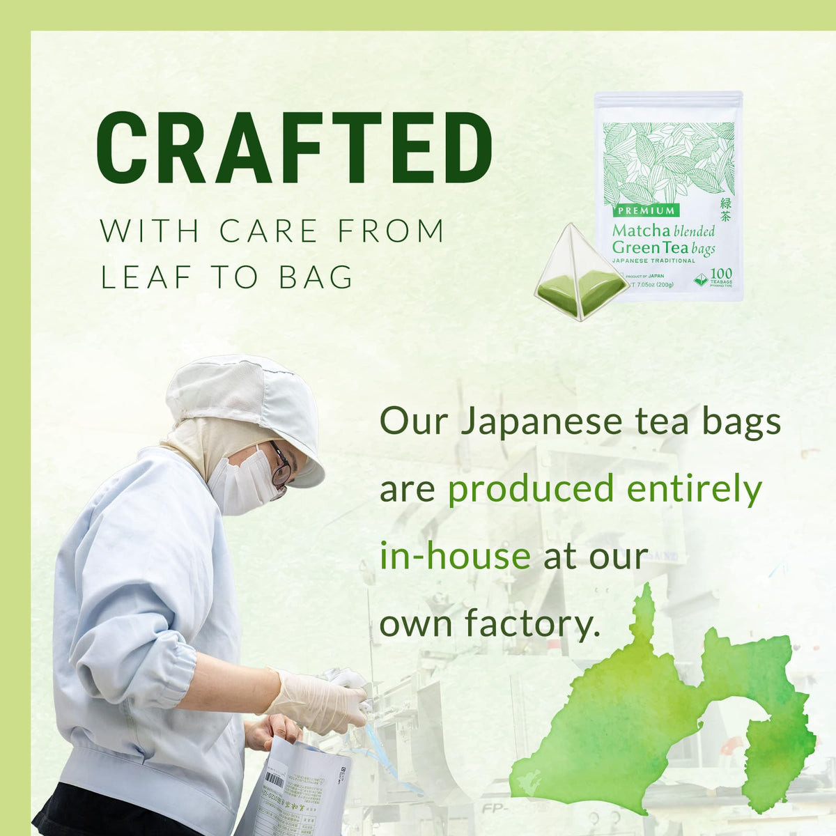 NAKANE TEA INC. Organic Matcha Blended Japanese Green Tea Bags, 100 Count – Grown in Japan, USDA Organic