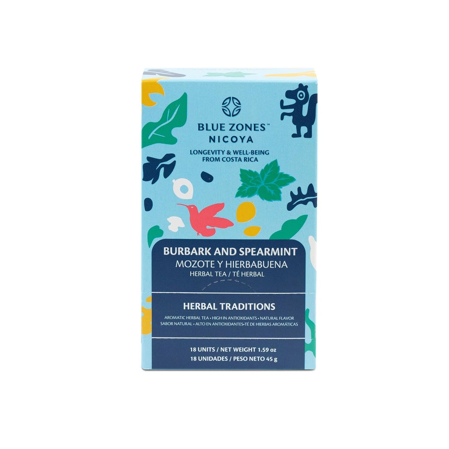 Blue Zones Nicoya Burbark &amp; Spearmint Herbal Tea Pack of 18 (1.6oz/45g)
