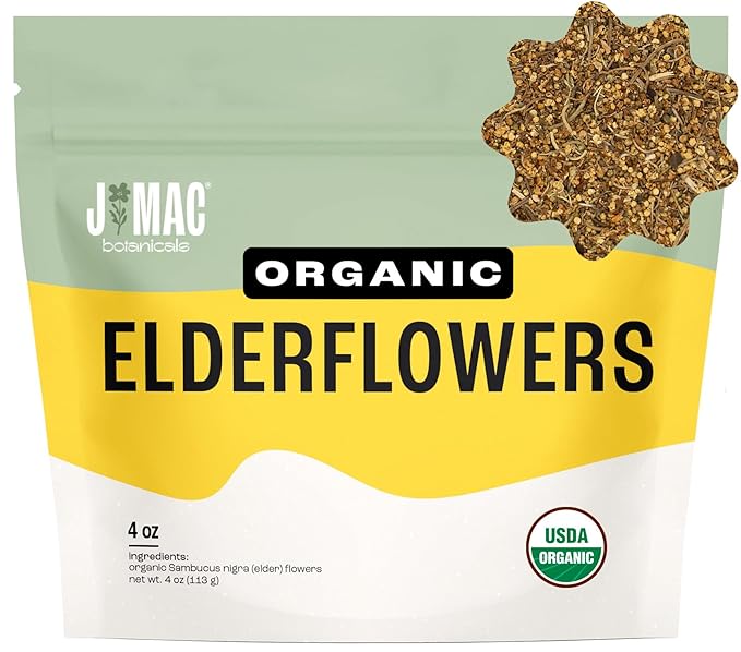 J MAC Botanicals Organic Elderflower, Herbal Tea - 4 Ounces