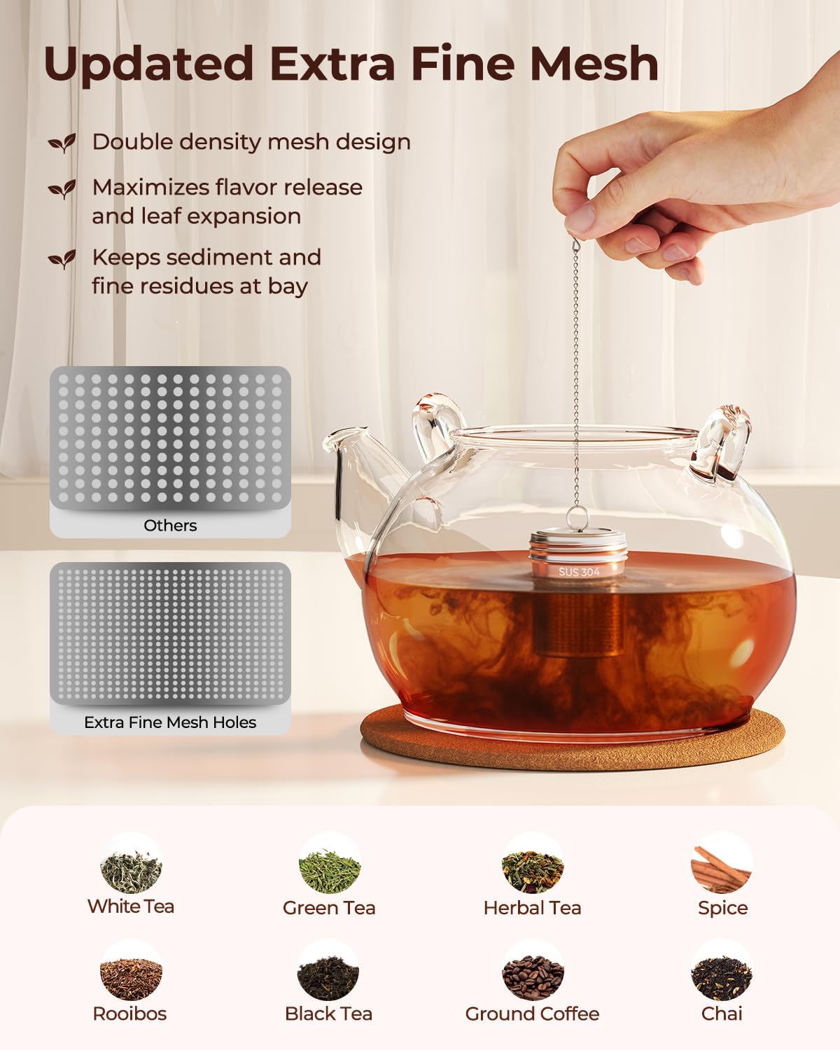 2 Pack Reinmoson Large Tea Infuser for Loose Tea &amp; Spice Ball for Cooking