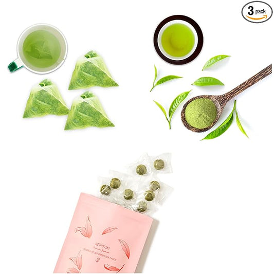 Benifuuki Tea, Green tea bags (30 packs) and benifuuki candy from Japanese Green Tea Co – Relaxation Green Tea – Easy to Prepare - Non-GMO - Ideal for Tea Lovers
