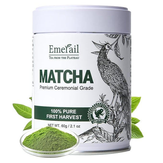 Emerail Ceremonial Grade Matcha Green Tea Powder, Premium First Harvest Unsweetened, 100% Pure Matcha for Lattes, Smoothies, and Baking (60g / 2.1oz)