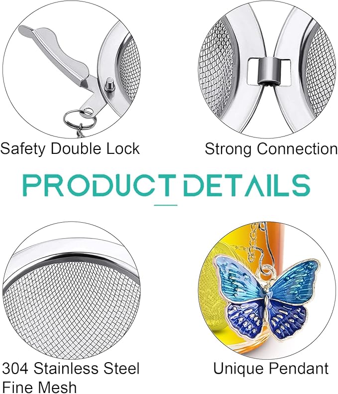 Tea Steeper for Loose Tea 2pcs NSTaygate Tea Infuser with Charm Handmade Cute Butterfly BFF Pendant