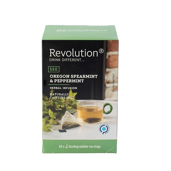 Revolution TEA® Southern Mint [THE ORIGINAL] – Oregon Spearmint & Peppermint – Premium Full Leaf Tea – Biodegradable Infuser Tea Bags – Herbal Tea