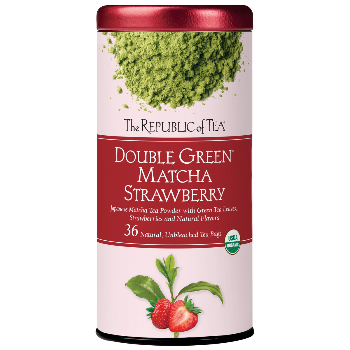 The Republic of Tea Organic Double Green Matcha Strawberry Green Tea, 36 Ct