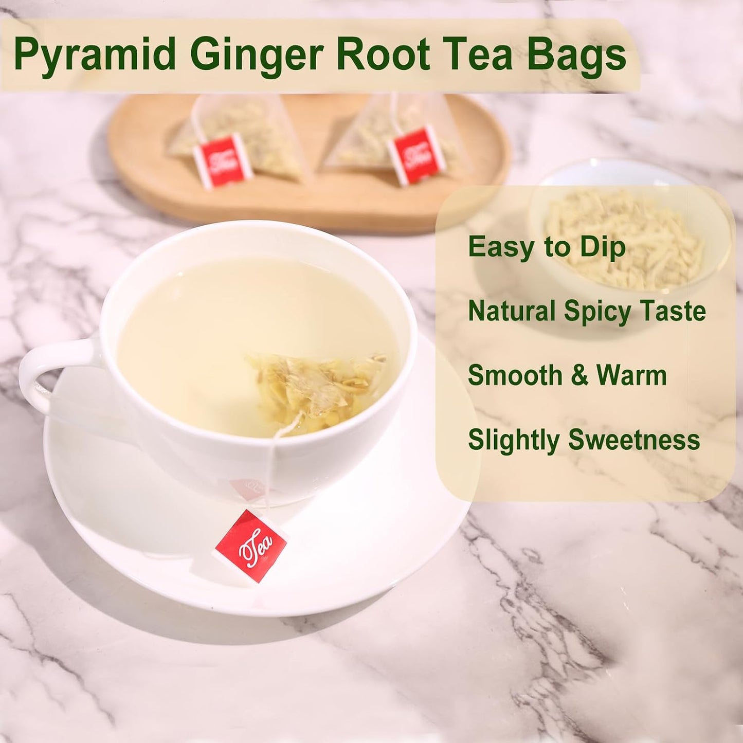 Jarteela - Ginger Tea Bags, 80 Ct, Ginger Root Teabags | Ginger root with warm, spicy notes. Supports gentle digestion and helps maintain healthy-looking skin. Caffeine-free, Non-GMO