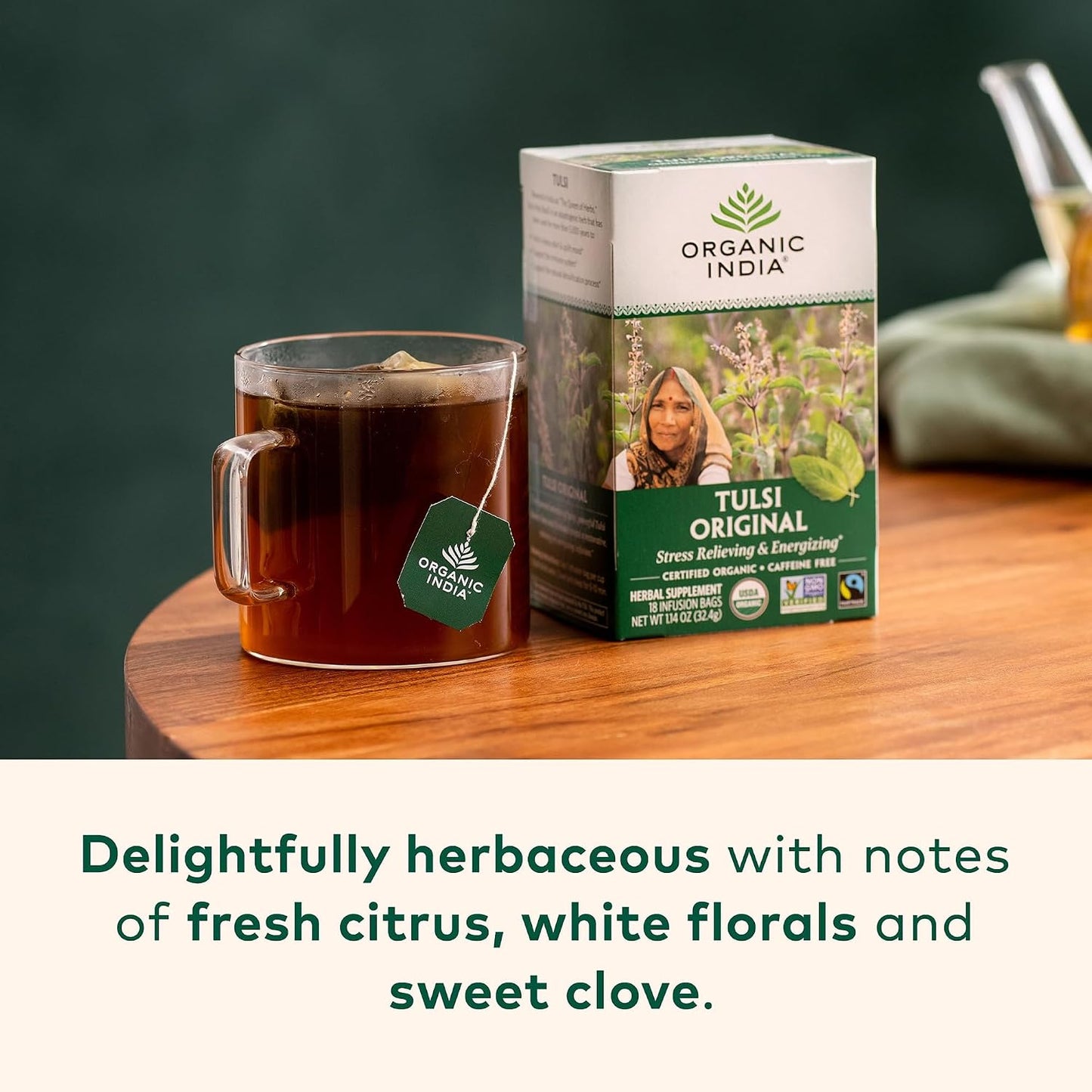 Organic India Tulsi Original Herbal Tea - Holy Basil, Stress Relieving &amp; Energizing, Immune Support, Adaptogen, Vegan, USDA Certified Organic, Non-GMO, Caffeine-Free - 18 Infusion Bags, 3 Pack | Holy Basil and African Basil Calming and Stress Relief T