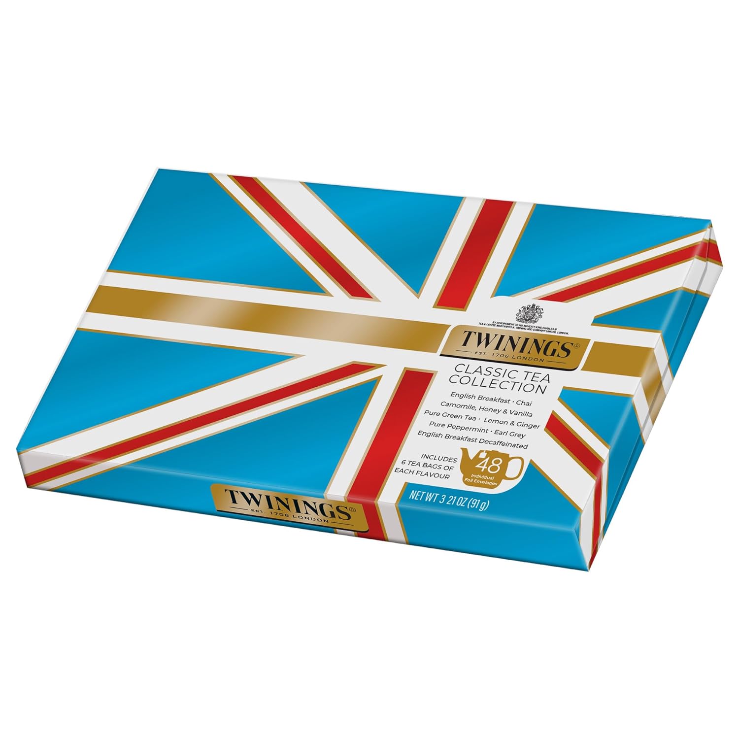 Twinings Tea Classics Collection Gift Box Variety Sampler, 48 Tea Bags (Pack of 1), Enjoy Hot or Iced | Includes Black, Herbal, Green, & Chai Teas