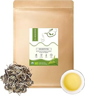 KHS Premium Organic White Tea, 3.53 Oz USDA Certified Grade A White Tea, Aged White Leaves with Fresh And Sweet Flavor, White tea Loose Leaf with Simple and Natural Methods
