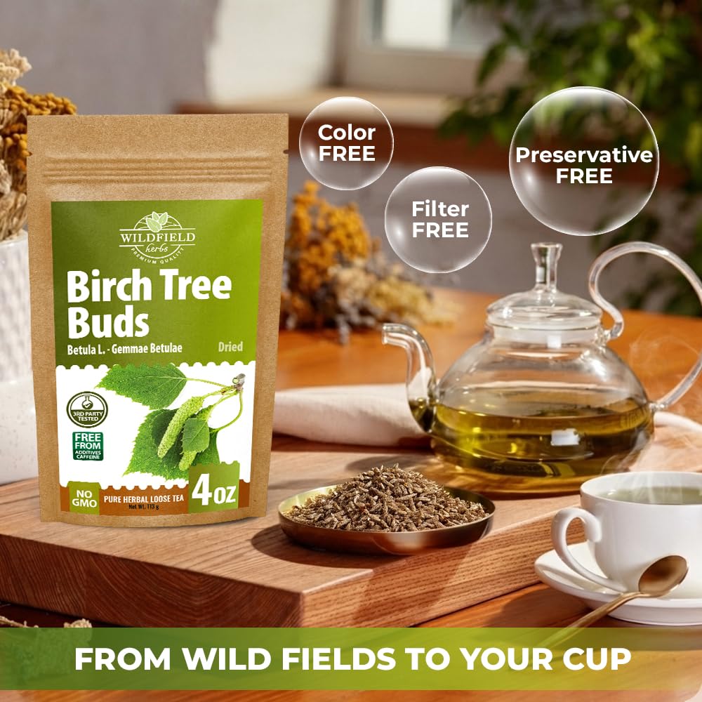 4 oz. Birch Tree Buds Herbal Tea (Betulae Gemmae) - 113g Dried Birch Tree Buds Betula Pendula Herb Tea Hojas Te De Abedul