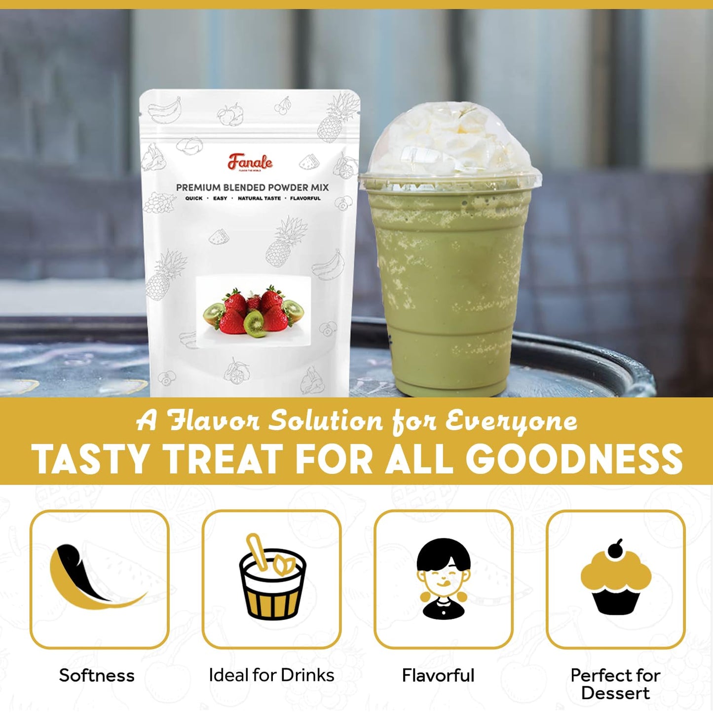 Fanale Avocado Milk Tea Powder, Instant Flavoring Powder, 2.2lbs Pack of 20 | Instant Flavoring Mix Perfect for Boba Milk Tea, Smoothies, Baking &amp; Desserts. Rich &amp; Creamy Beverage Powder, Easy to Prep