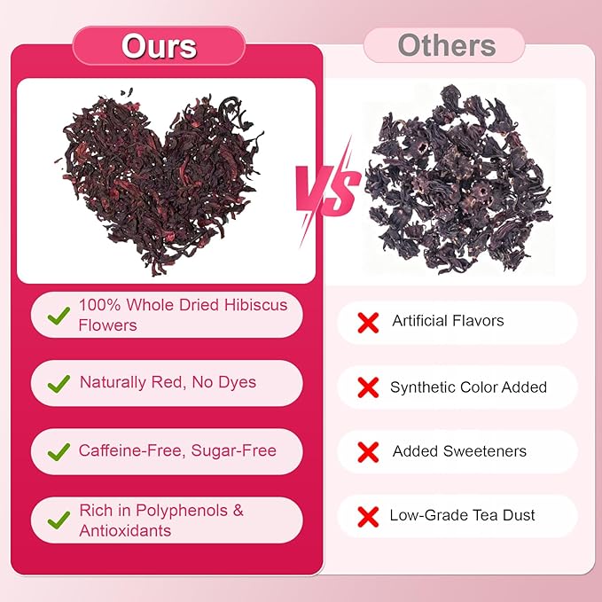 Hibiscus Tea Bags 2g x 60 Teabags | 100% Natural Hibiscus Immune & Antioxidants Support | Tart & Refreshing Herbal Tea | Caffeine-Free