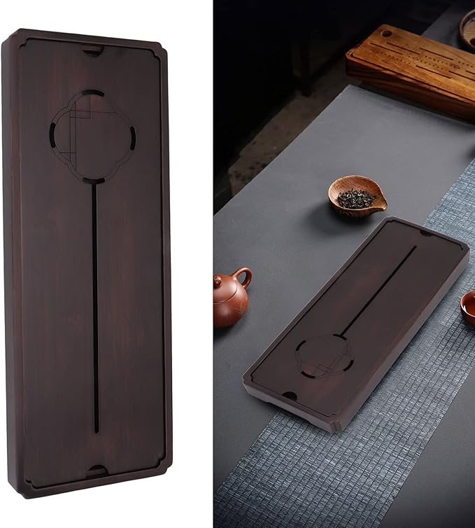 1Pcs Chinese Gongfu Table Box with Water Storage, Wooden Chinese Water Storage Drainage Tea Tray, Simple Decorative Household Tea Serving Tray(Large)