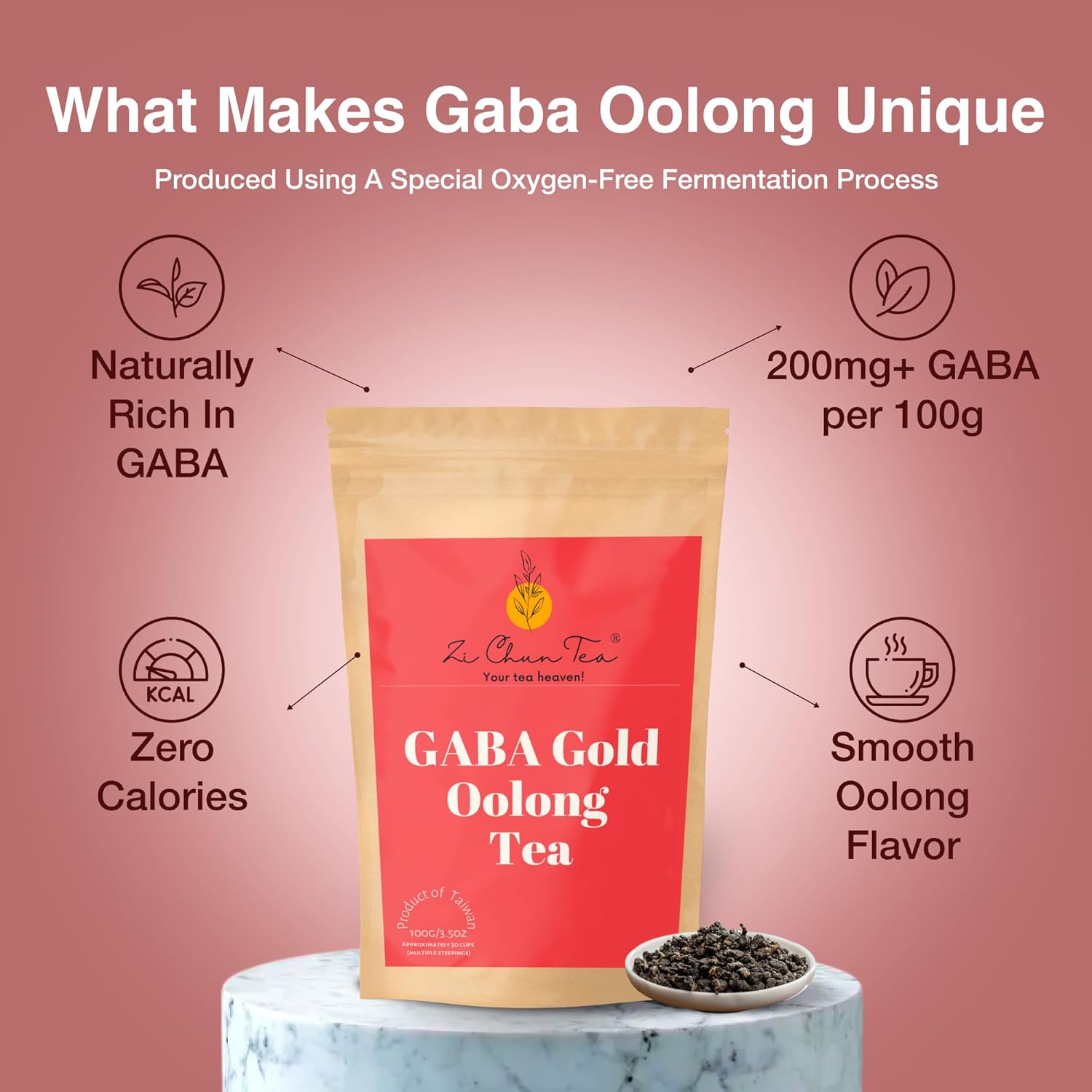 GABA Gold - Organic Oolong Super Tea, Loose Leaf - 100% Natural Grown and Processed - 3.5 ounces