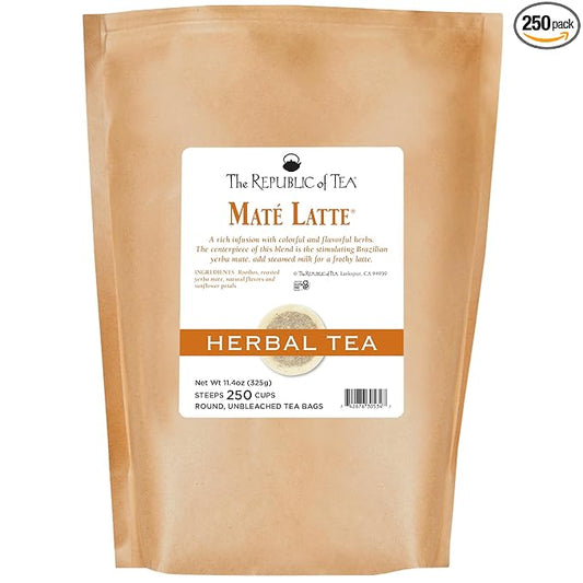 The Republic of Tea - Maté Latte® Herbal Tea, 250 Tea Bags, Roasted Yerba Mate and Rooibos Herbal Tea
