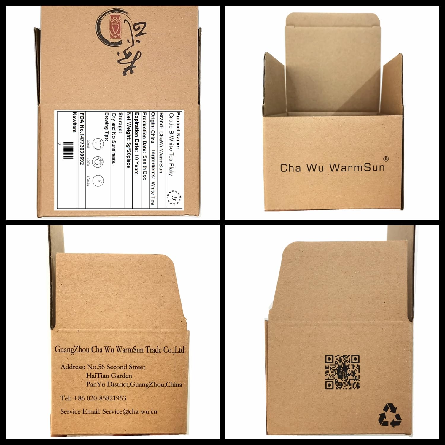 ChaWuWarmSun-[B] White Tea Flaky,20 piece/Box,FuDing Aged ShouMei BaiCha Loose Leaf Tea,Individual Packing