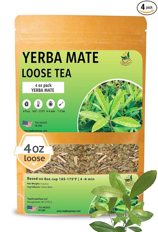 Yerba Mate Tea - Green Cut & Sifted - Unsmoked Energy Boost - 4 oz Loose Tea - Packed with Nutrients - Your Perfect Coffee Replacement