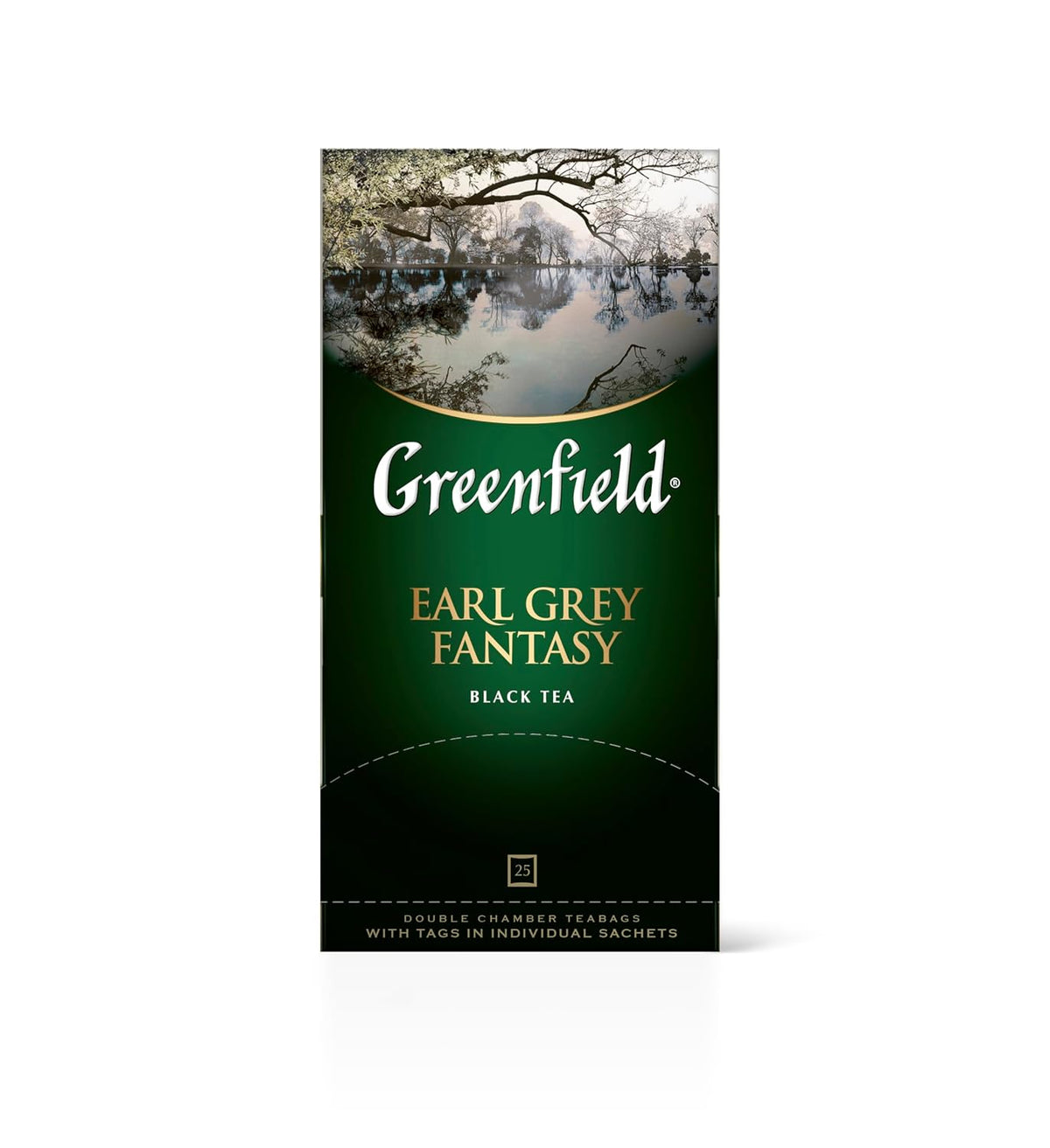 Greenfield Earl Grey Fantasy Сlassic Collection Black Tea Finely Selected Speciality Tea 25 Double Chamber Teabags With Tags in Foil Sachets