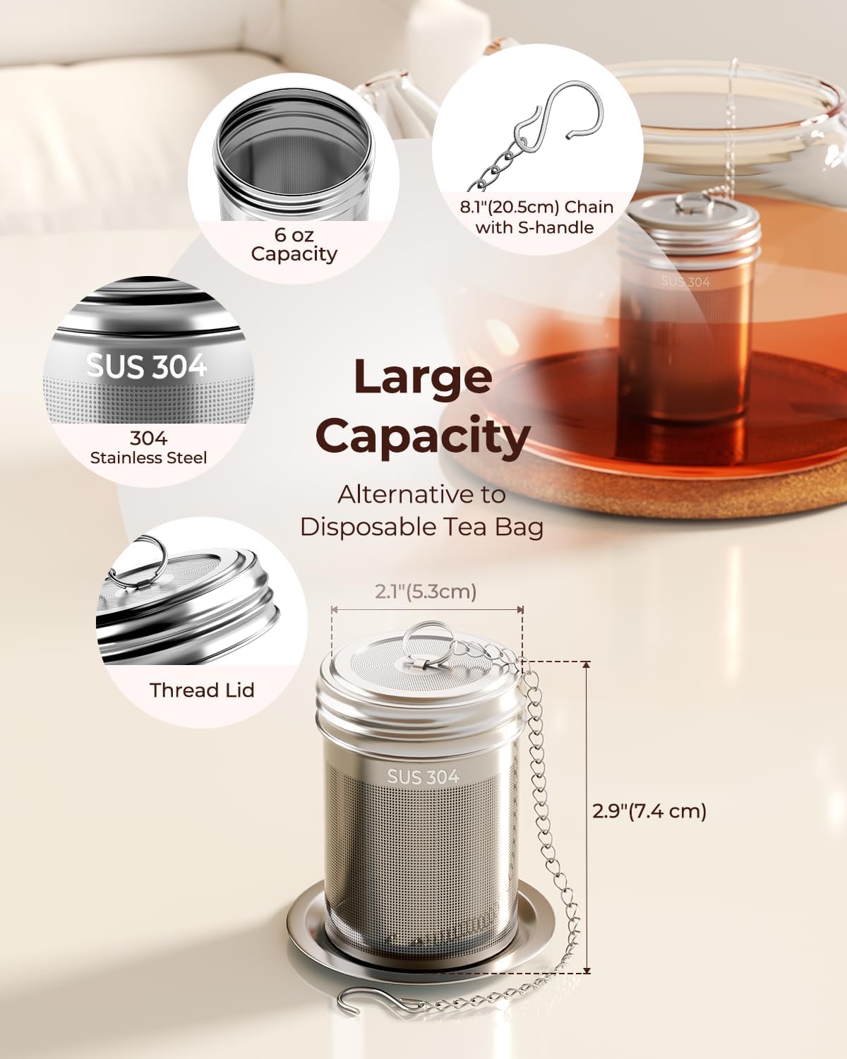2 Pack Reinmoson Large Tea Infuser for Loose Tea &amp; Spice Ball for Cooking