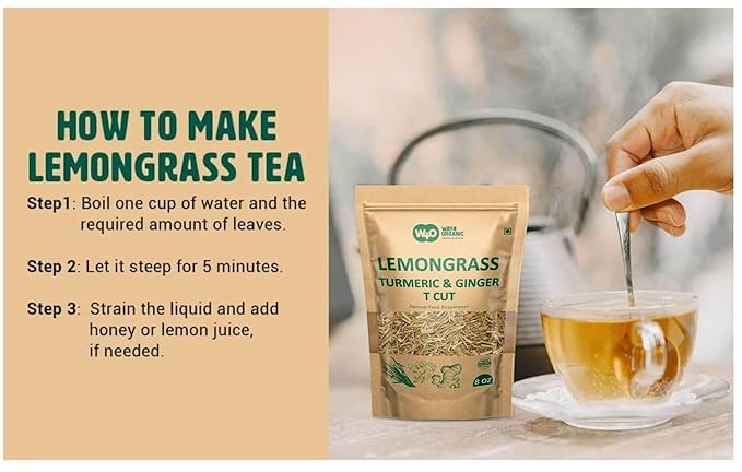 Lemongrass Loose Leaf Herbal Tea with Benefits of Turmeric and Ginger, Caffeine Free, 224g (8-ounce), Culinary Use