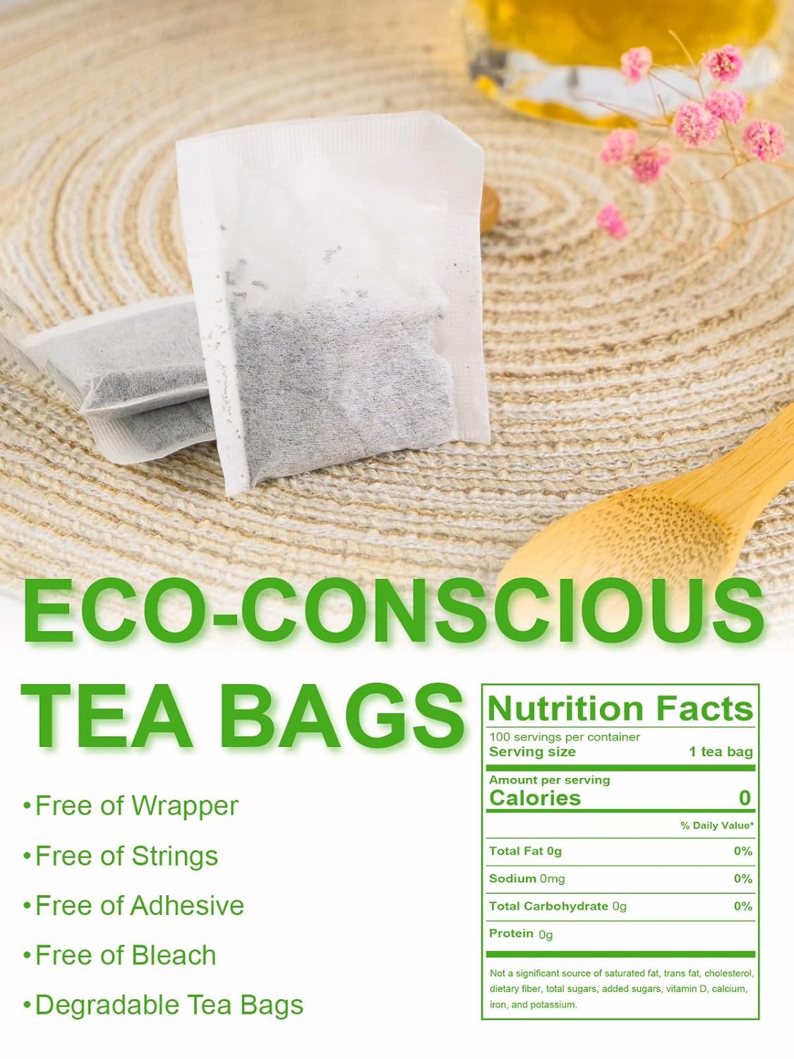 TeeLux Green Tea Bags, Natural Pure Green Tea, Super Antioxidant, Caffeinated, 100 Count Tea Bags to Support Overall Health