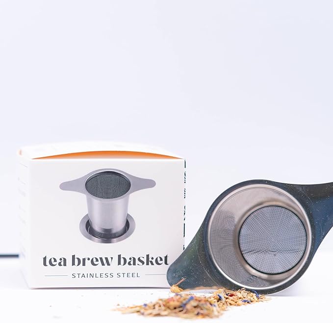 Fine Mesh Loose Tea Infuser −18/8 Stainless Steel, Large Capacity, Wide Double Handles−Fits Cups, Mugs, Small Teapots−Loose Leaf Tea Brew Basket
