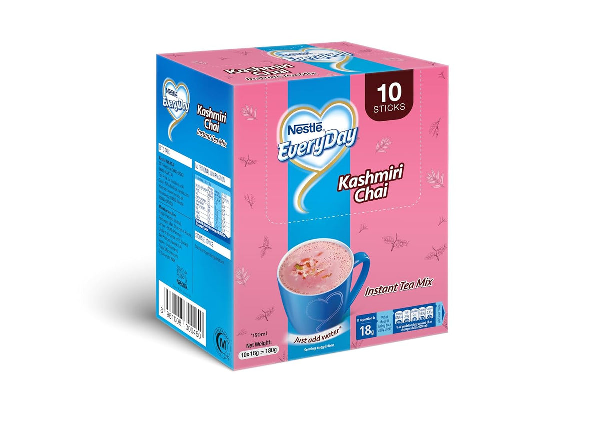 Nestlé Everyday Instant Pink Tea Mix (Kashmiri Chai) – Authentic Pink Chai, 10 Stick Sachets