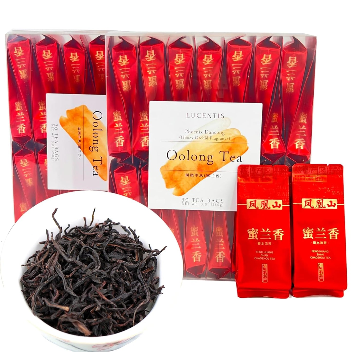 Phoenix Dancong Oolong Tea – “Honey Orchid Aroma” – 30 Tea Bags / 180g – Mi Lan Xiang Chinese Oolong – 凤凰单丛蜜兰香乌龙茶Dan Cong - Oolong Tea Loose Leaf - Chaozhou Phoenix Tea Mountain Oolong with Sweet and Orchids Aroma - Health Tea