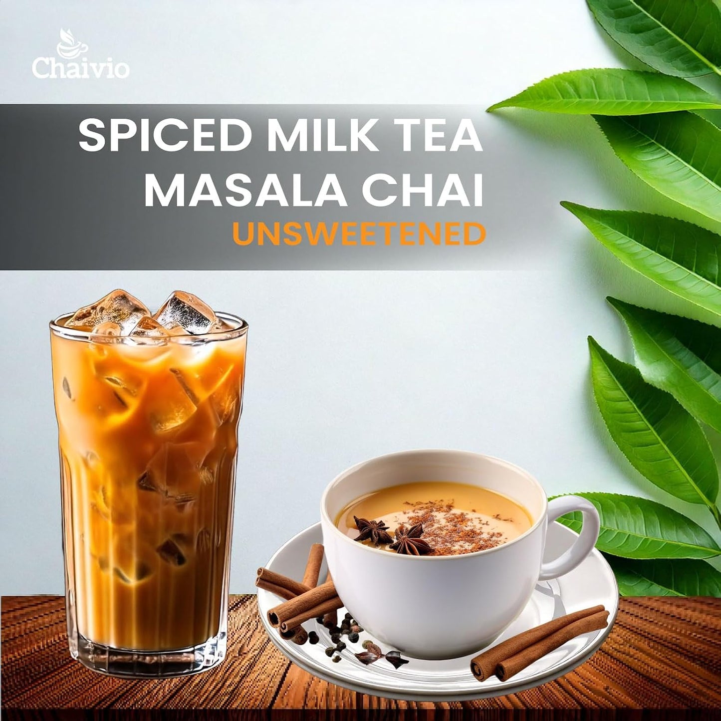 Chaivio Masala Chai Tea Latte, Unsweetened Instant Powder, Authentic Chai-with Natural Ingredients, No Preservatives, Tea Powder, Quick and Healthy Chai(1 lb)