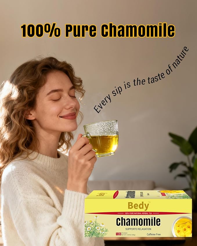 Bedy Chamomile Tea Relaxing & Calming, 120 Teabags Individually Wrapped Herbal Tea, Non-GMO, Caffeine Free