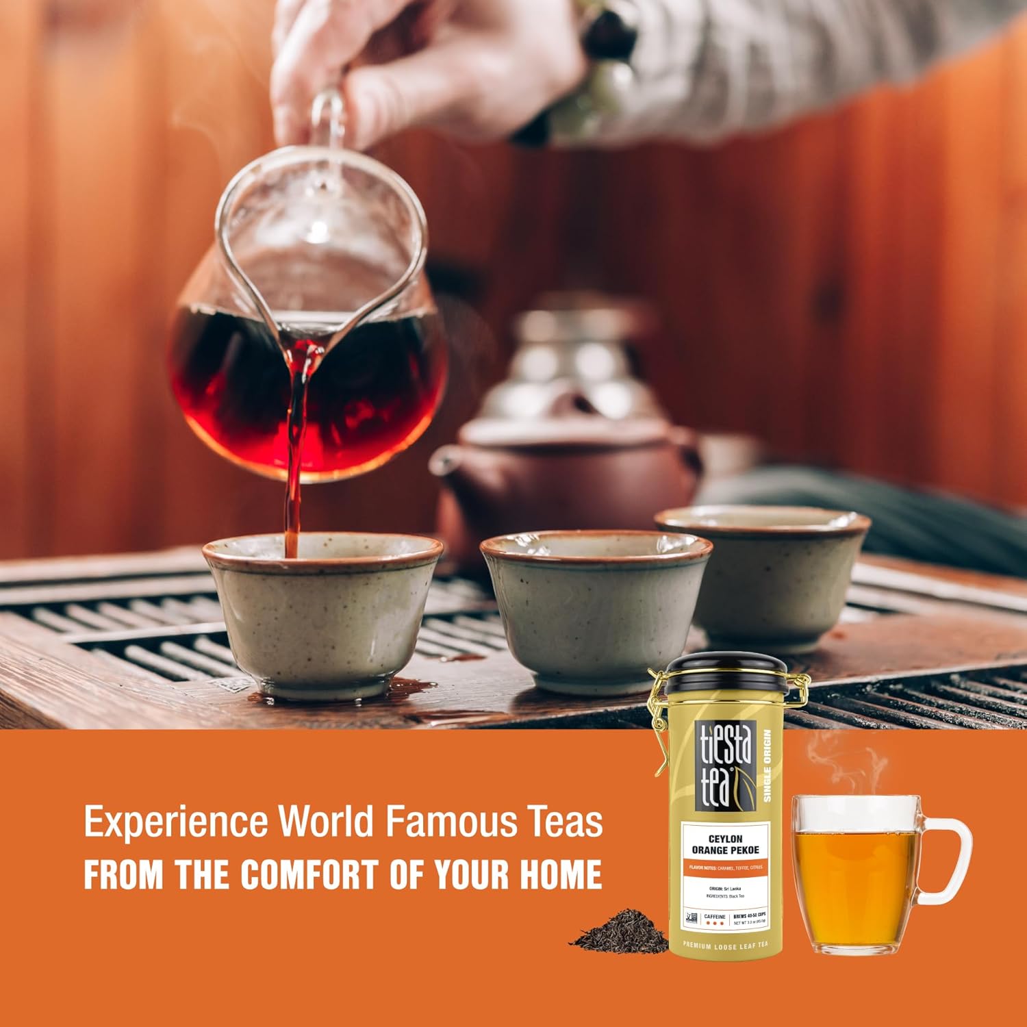 Tiesta Tea - Ceylon Orange Pekoe Black Tea, Loose Leaf, Single Origin Premium Black from Sri Lanka, Pure Unblended High Caffeinated, Hot or Iced Brew & Up to 50 Cups, 3oz Refillable Tin